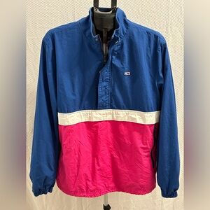 Vintage Tommy Hilfiger Anorak Windbreaker Jacket Sz XL Pink/Blue Colorblock 90s